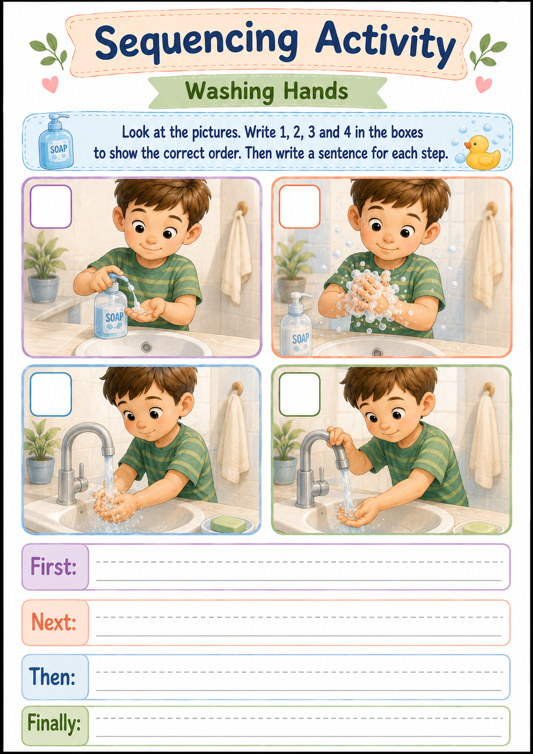 Sequencing: Washing Hands