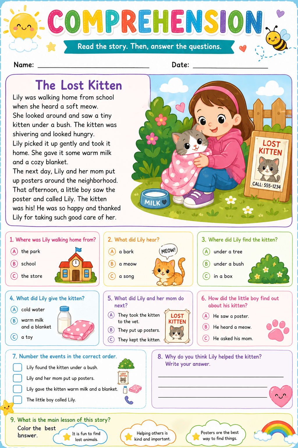 Comprehension Worksheet