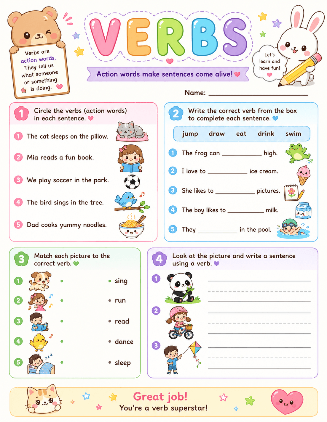 Verbs Worksheet