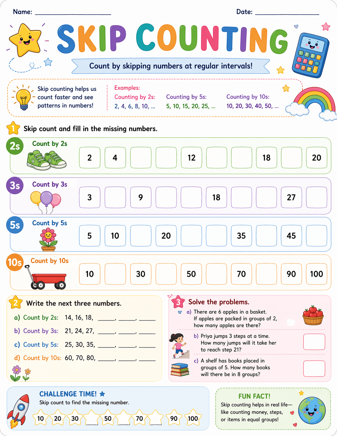 Skip Counting Worksheet