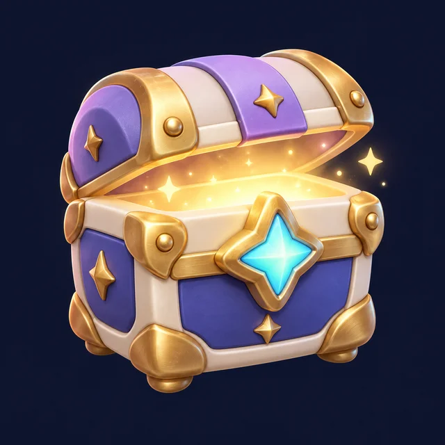 A golden and lilac elemental mystery chest